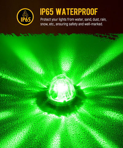 Image of Partsam 2Pcs Glass Watermelon Lights [Patented] Clear Lens Green LED Side Marker Turn Signal Lights with Stailess Steel Bezel Replacement for Kenworth Peterbilt Freightliner Trucks