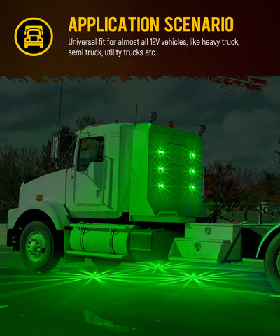 Image of Partsam 2Pcs Glass Watermelon Lights [Patented] Clear Lens Green LED Side Marker Turn Signal Lights with Stailess Steel Bezel Replacement for Kenworth Peterbilt Freightliner Trucks