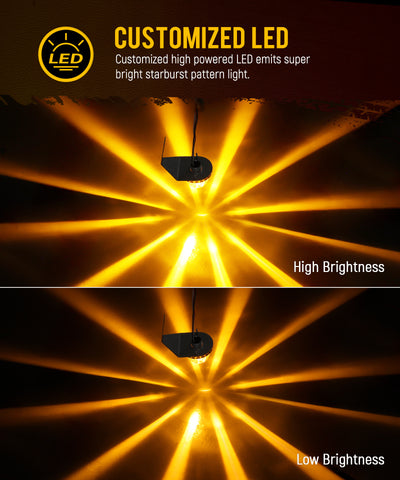 Image of Partsam 2Pcs Amber Glass Lens Watermelon Lights with Stainless Steel Bracket, [Patented] Amber LED Watermelon Mirror Turn Signal Lights Replacement for Kenworth Peterbilt Freightliner