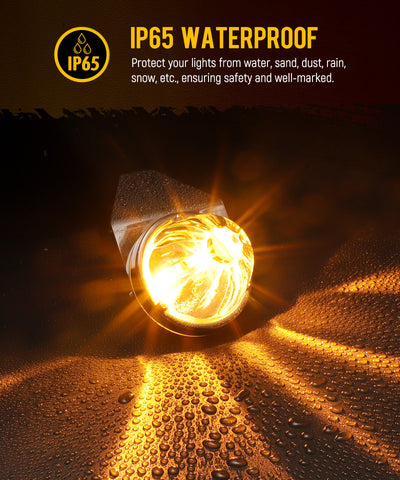 Image of Partsam 2Pcs Amber Glass Lens Watermelon Lights with Stainless Steel Bracket, [Patented] Amber LED Watermelon Mirror Turn Signal Lights Replacement for Kenworth Peterbilt Freightliner