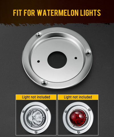 Image of Partsam 4Pcs Watermelon Lights Bunk Adapter, Stainless Steel Round Marker Light Bezel Cover, Mounting Bracket, Light Not Include