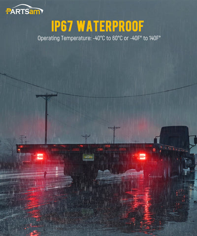 Image of Partsam Wireless LED Trailer Light Kit, Square Portable Magnetic Stop Turn Reverse License Towing Tail Lights w/Metal Bracket 7-Pin Plug for Trucks Trailers 12-24V IP67 Waterproof