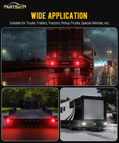 Image of Partsam Wireless LED Trailer Light Kit, Square Portable Magnetic Stop Turn Reverse License Towing Tail Lights w/Metal Bracket 7-Pin Plug for Trucks Trailers 12-24V IP67 Waterproof