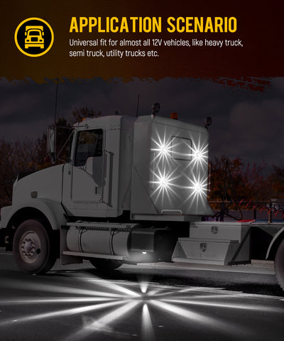 Image of Partsam 2Pcs Glass Watermelon Lights [Patented] Clear Lens White LED Running Light with Stailess Steel Bezel Replacement for Kenworth Peterbilt Freightliner Trucks