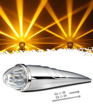 Partsam Glass Watermelon Cab Lights Clear Lens Amber Torpedo LED Top Marker Hi/Low Beam Roof Turn Signal Lights with Die-Cast Chromium Alloy Base for Peterbilt Freightliner Mack Heavy Trucks (1PCS)