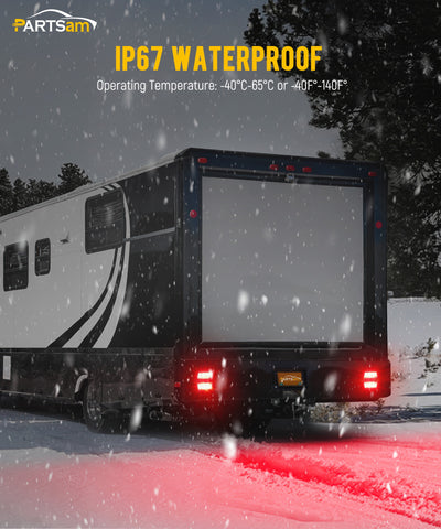 Image of Partsam Wireless Trailer Light Kit, Portable Magnetic LED Tow Lamp, Stop Brake Turn Reverse Towing Tail Lights w/Metal Base Suction Cup 7-Pin Plug for Trucks Trailers 12-24V IP67 Waterproof