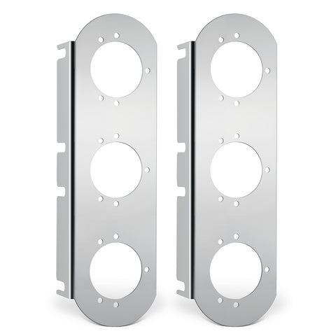 Image of Partsam 1 Pair 14“ Front Watermelon Air Cleaner Light Bar Brackets Compatible with Peterbilt Kenworth Freightliner, 3 Watermelon Light Cut-Outs, 304 Stainless Steel, Light Not Include