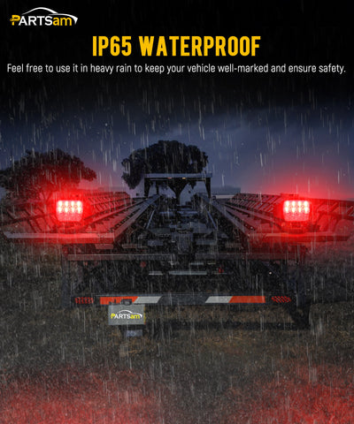 Image of Partsam Wireless LED Trailer Light Kit Magnetic Towing Tail Light Portable Universal Stop Turn Reverse Backup Smoked+Clear Lens w/ 7-Pin Plug Dual USB Charger for Trucks Trailers RVs 12-24V