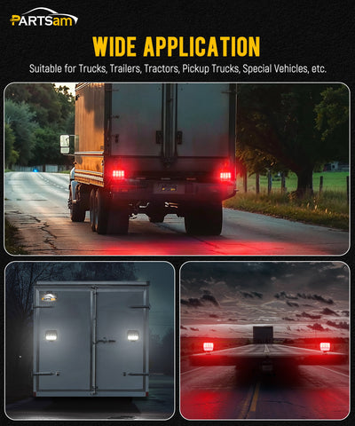 Image of Partsam Wireless LED Trailer Light Kit Magnetic Towing Tail Light Portable Universal Stop Turn Reverse Backup Smoked+Clear Lens w/ 7-Pin Plug Dual USB Charger for Trucks Trailers RVs 12-24V