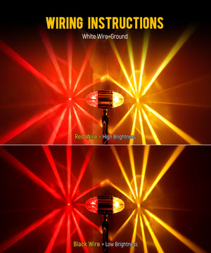 Partsam 1x Glass Watermelon Light Dual Revolution Double-Face Amber Red LED Turn Signal Marker Tail Light, Zinc Alloy Housing Clear Lens Post Mount for Peterbilt Freightliner Semi Truck Trailer 10-30V