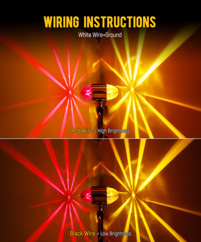 Image of Partsam 1x Glass Watermelon Light Dual Revolution Double-Face Amber Red LED Turn Signal Marker Light, Zinc Alloy Housing Amber Red Lens Post Mount for Peterbilt Freightliner Semi Truck Trailer, 10-30V