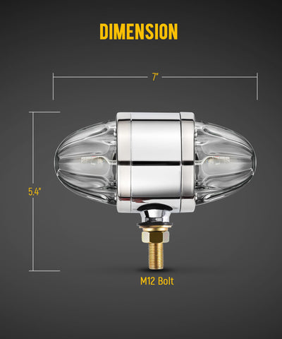 Image of Partsam 1x Glass Watermelon Light Dual Revolution Double-Face Amber Red LED Turn Signal Marker Tail Light, Zinc Alloy Housing Clear Lens Post Mount for Peterbilt Freightliner Semi Truck Trailer 10-30V