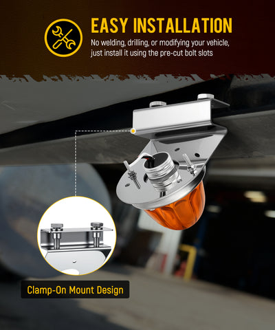 Image of PARTsam 2Pcs Watermelon Light Under Glow Frame Brackets, 45 Degree Angled Clamp-On Mount No Drilling Required, Stainless Steel, Universal for Semi-Trucks Trucks Pickup