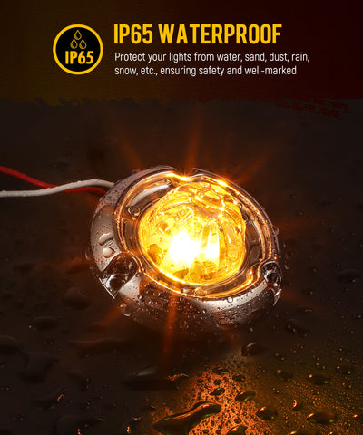 Image of Partsam 10Pcs 1.5 inch Mini Glass Lens Watermelon Lights,LED Marker Clearance Light Turn Signal for Semi Truck Trailer RV