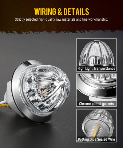 Image of Partsam 10 Pcs Amber Watermelon Side Marker LED Dual Function Strobe + Marker Lights, 12V Side Clearance Tail Griller Flash Lights Turn Signal Warning Waterproof Light for Trailer Truck RV