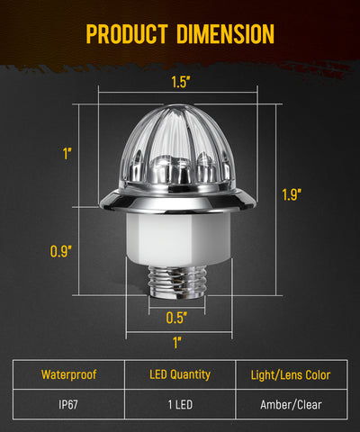 Image of Partsam 10 Pcs Amber Watermelon Side Marker LED Dual Function Strobe + Marker Lights, 12V Side Clearance Tail Griller Flash Lights Turn Signal Warning Waterproof Light for Trailer Truck RV