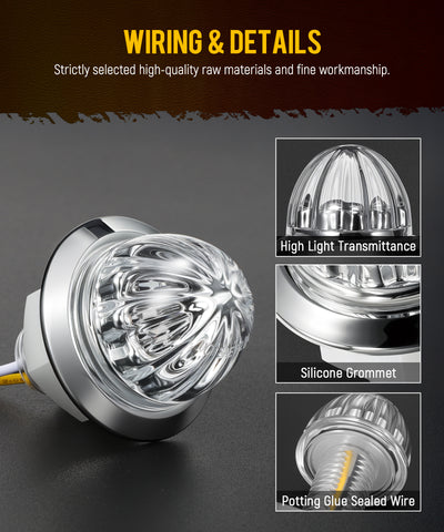 Image of Partsam 10 Pcs Red Watermelon Side Marker LED Dual Function Strobe + Marker Lights, 12V Side Clearance Tail Griller Flash Lights Turn Signal Warning Waterproof Light for Trailer Truck RV