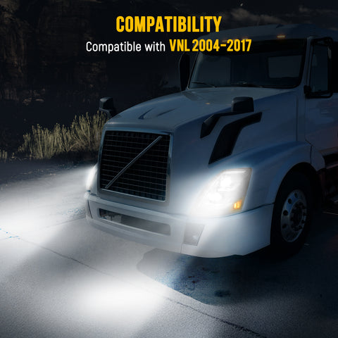 Image of Partsam LED Headlights Assembly Compatible with VNL VN 2004-2017, DOT Approved with Start Animation High/Low Beam Sequential Turn Signal DRL Marker Lights, IP67 6500K
