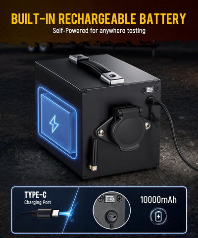 Image of Partsam Trailer Light Tester, Wireless Remote Control, Built-in 12V 10Ah Rechargeable Battery,  IP65 Waterproof Case, Compatible with 7-Way Round Pin Connector