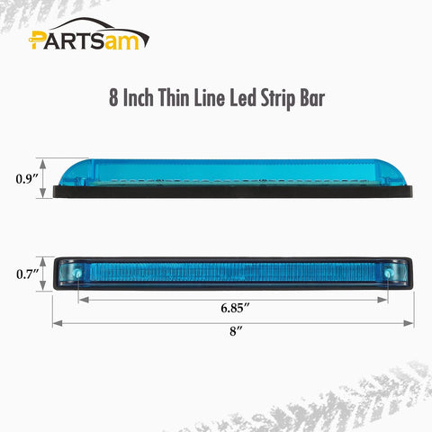 Image of Partsam 2pcs Blue 30 LED 8 inch Utility Strip Light Bar, Trailer Truck Marker Light, 12V Low Current Draw, Slim Line Boat Marine Led Lights, Surface Mount