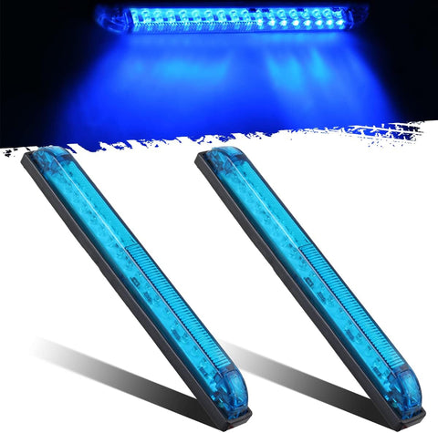 Image of Partsam 2pcs Blue 30 LED 8 inch Utility Strip Light Bar, Trailer Truck Marker Light, 12V Low Current Draw, Slim Line Boat Marine Led Lights, Surface Mount