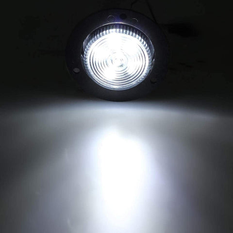 Image of Partsam 2 inch White 6LED Marker Lights Truck Trailer RV Clearance Light, 2" Round Reverse/Backup Lights, Interior Courtesy Light, Flange Mount, Clear Lens, 12V