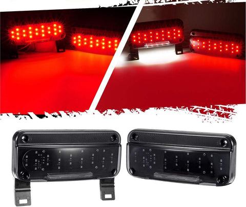 Image of Partsam Red Led Low Profile Combination RV Tail Lights Surface Mount LED RV Camper Trailer Stop Turn Brake Tail Lights/License Plate Light Holder Bracket Smoke Lens - Black Base