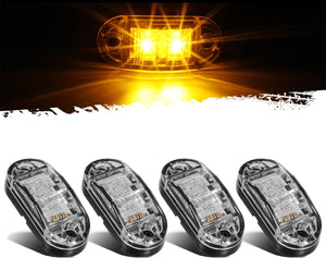 Partsam 4Pcs 2.5 Inch Oval Amber Led Side Marker/Clearance Lights 2 Diodes Clear Lens Surface Mount Trailer Truck Boat Marine Led Courtesy Lights Indicators Sealed Waterproof 12V