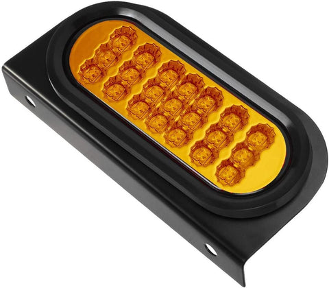 Image of Partsam 2 Pcs AMBER Oval 6-1/2" Sealed LED Turn Signal and Parking Light Kit with Mounting Brackets, Grommet and Plug, Faceted Led Trailer Lights w Amber Reflector on trailers less than 80" wide