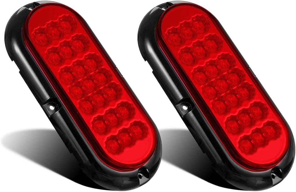 PAIR 2 Red Oval 6 FLANGE SURFACE MOUNT LED Stop Turn Light Trailer Truck RV - Foto 10