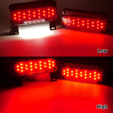 Image of Partsam Red Led Low Profile Combination RV Tail Lights Surface Mount LED RV Camper Trailer Stop Turn Brake Tail Lights/License Plate Light Holder Bracket Smoke Lens - Black Base