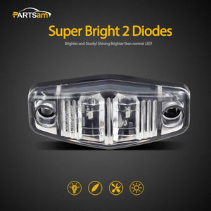 Partsam 6Pcs Mini Oval 2.5 Inch LED Light 2 Diode Clear Lens Amber Universal Mount Side Marker Trailer Lights, Sealed Mini oval led side fender lights Trailer Truck Surface Mount Waterproof