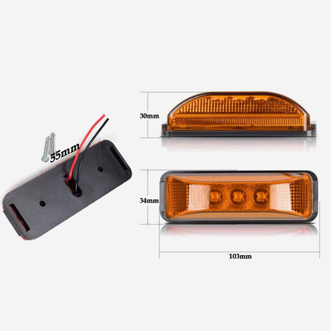 Image of Partsam 10Pcs 3.9" Thin line Trailer Led Side Marker and Clearance Lights 3LED with Reflectors Submersible Sealed 12V Surface Mount for Truck Trailer Boats, Rectangular LED trailer light (5Amber+5Red)