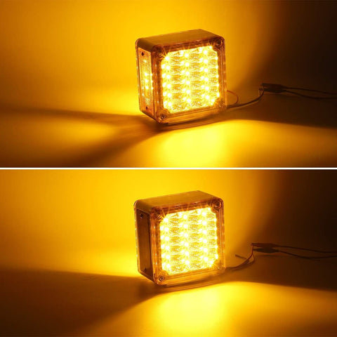 Image of Partsam LED Pedestal Lights Amber/Amber Double Face 39 LED Turn Signal Lights Stud Mount Fender Lights Side Marker Lights for Heavy Truck Trailer Freightliner Peterbilt Kenworth Mack Western Star