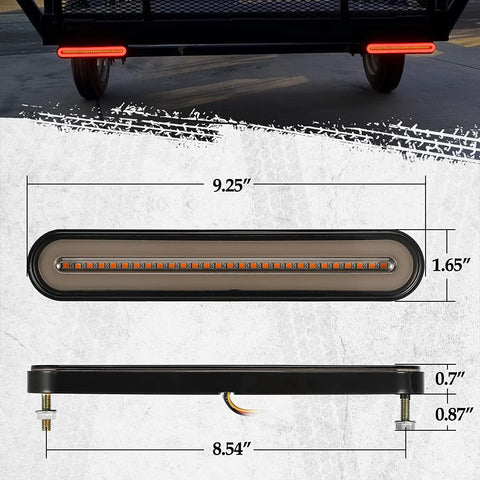 Image of Partsam 1 Pair 9.5 inch Halo Neon Led Truck Trailer Tail Light Bar 100 LED 2835 SMD Amber Red Stop Flowing Turn Signal Brake Rear Tail Light Trailer Truck Smoke Lens