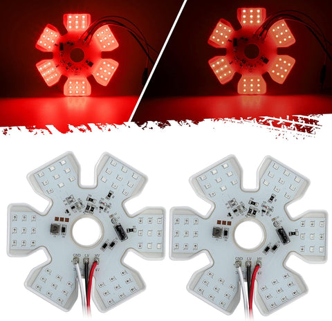 Image of Partsam 2Pcs Ultra-Thin Hex Style Dual Function Interior 54 LED Air Breather Light 4.8" Decorative Air Cleaner Lamp for Peterbilt Kenworth Freightliner Trucks, Trailers, RV IP67 10-30V (Red)