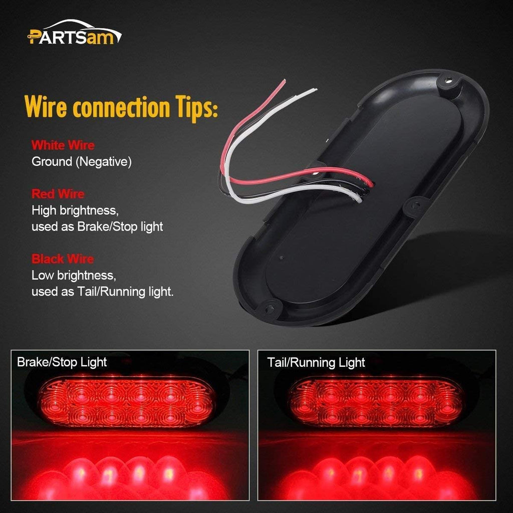 8 Reflex Oval Red LED RV Camper Trailer Turn Brake Tail Lights With Chrome Trim – CTW