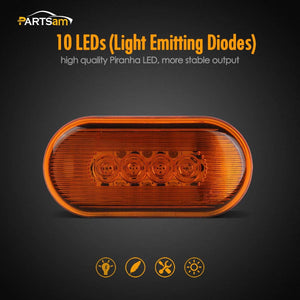 Partsam 4pcs Amber 10LED Side Marker Clearance Light for Trailer Truck RV Camper, 4 inch, 4x2 Rectangular Rectangle Led Lights Identification Lights 12V