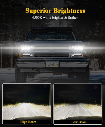 Image of Partsam LED Headlights Assembly DOT Approved with Start Animation DRL Sequential Turn Signal Hi/Low Beam Lights Replacement for OBS Truck Silverado C/K 1500/2500/3500 88-98, 6500K 12V IP67