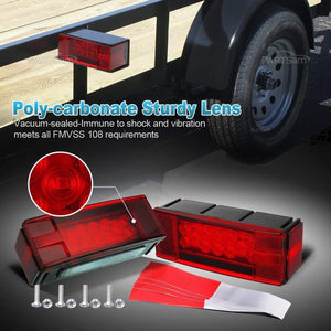 Partsam Waterproof Truck Trailer LED Light Kits,Pairs Rectangular Stop Turn Tail Lights w/Wire &bracket+14.17