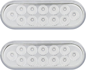 Partsam 2Pcs 6.7 Inch Oval Red Stop Turn Tail Lights to Amber Strobe Lights Kit 12 Diodes w/Rubber Grommets & 3-Prong Wire Pigtails, Red/Amber Oval Led Truck Trailer Tail Lights and Indicator Lights