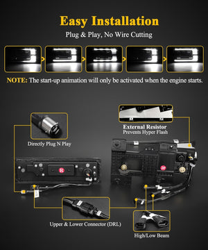 Partsam LED Headlights Assembly DOT Approved with Start Animation DRL Sequential Turn Signal Hi/Low Beam Lights Replacement for OBS Truck Silverado C/K 1500/2500/3500 88-98, 6500K 12V IP67