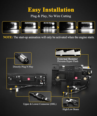 Image of Partsam LED Headlights Assembly DOT Approved with Start Animation DRL Sequential Turn Signal Hi/Low Beam Lights Replacement for OBS Truck Silverado C/K 1500/2500/3500 88-98, 6500K 12V IP67