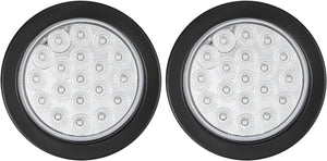 Partsam 2Pcs 4 Inch Round Red Stop Turn Tail Lights to Amber Strobe Lights Kit 19 Diodes w/Rubber Grommets & 3-Prong Wire Pigtails, Red/Amber Round Led Truck Trailer Tail Lights and Indicator Lights