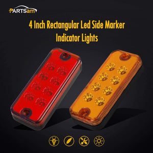 Partsam 4x2 Led Side Marker Lights Lamps Truck Trailer Clearance Lights Sealed Lorry Caravan Sealed Indicators Lights Waterproof (5Amber+5Red)