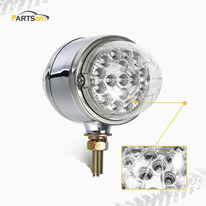 Partsam 2Pcs Amber/Red 17 LED Dual Revolution Watermelon Lights [DOT Approved], Plastic Chrome Double Face Auxiliary Lights, Pedestal Lights, Turn Signal Lights for Semi Trucks