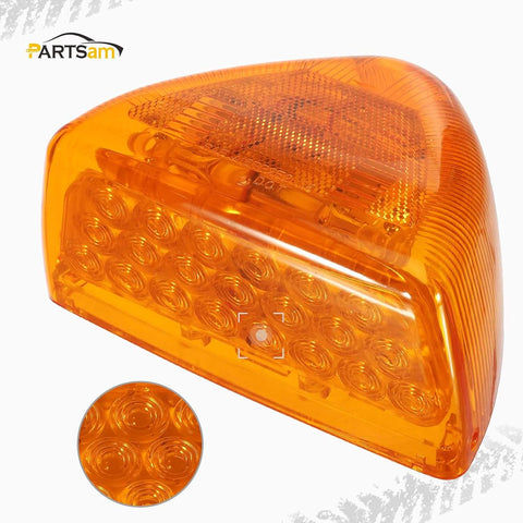 Image of Partsam 1PC Amber 31 LED Headlight Turn Signal Lights with 3 Wires Front/Park/Turn Functions, Replacement for Peterbilt 379 359 357 365 378