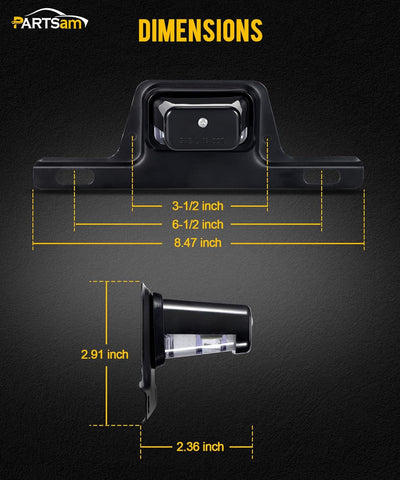 Image of Partsam LED License Plate Light Waterproof 12V DC License Tag Light with Holder Drainage Hole Steel Bracket Mount ABS Housing PC Lens for Trailer Truck Pickup UTV ATV RV Boat 12V DOT Compliant