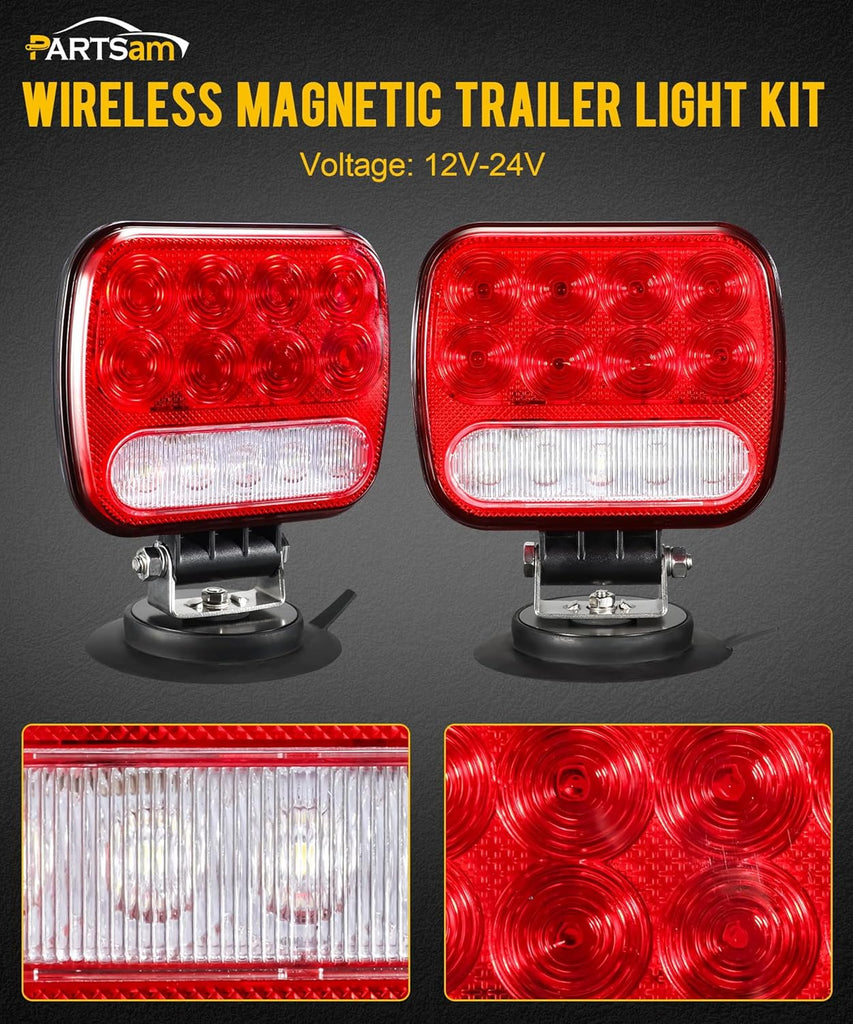 Partsam LED Magnetic Towing Tail Light Wireless LED Trailer Light Kit