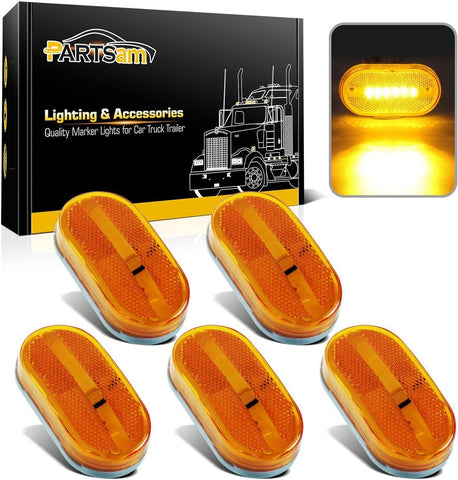 Image of Partsam 5x Amber Clearance/Marker Side Light w/Removable Lens [DOT Certified] RV Trailer Truck Camper Waterproof 12V 2x4 Trailer Led Clearance and side marker Lights with Reflex Lens Surface Mount
